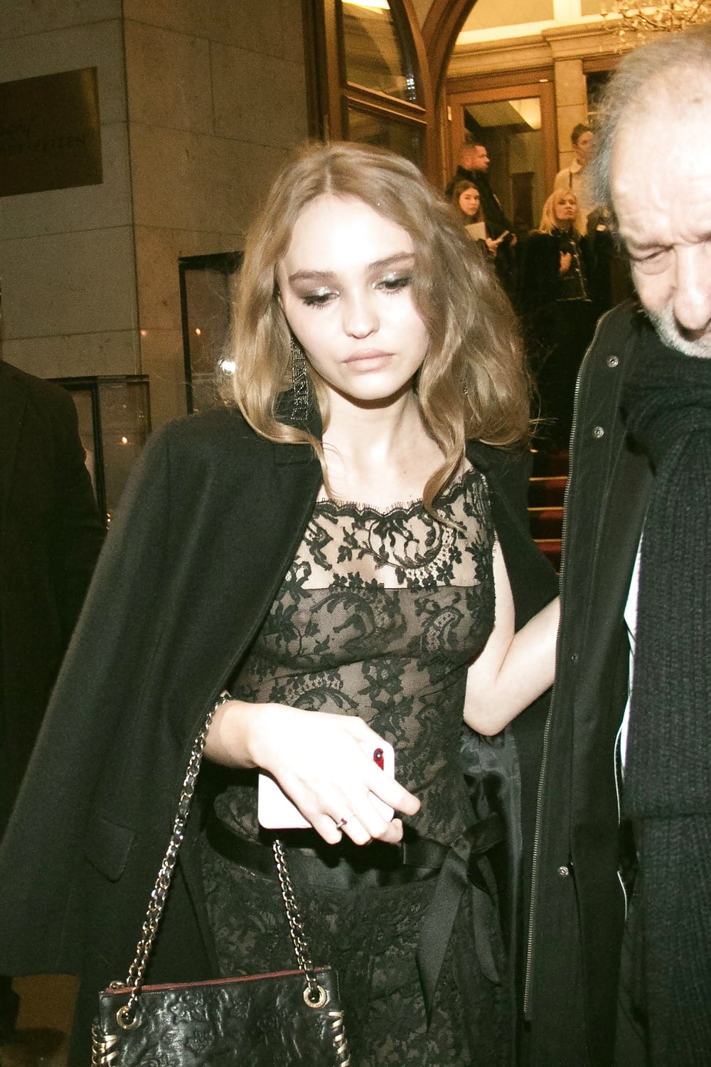 Lily-Rose Depp seethrough top dec 2017 5