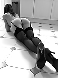 Ladies in lingerie and Stockings Black & White  15